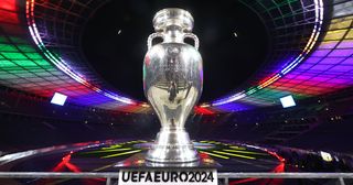 THE UEFA EURO 2024 Winners Trophy is pictured duirng the UEFA EURO 2024 Brand Launch at Olympiastadion on October 05, 2021 in Berlin, Germany.