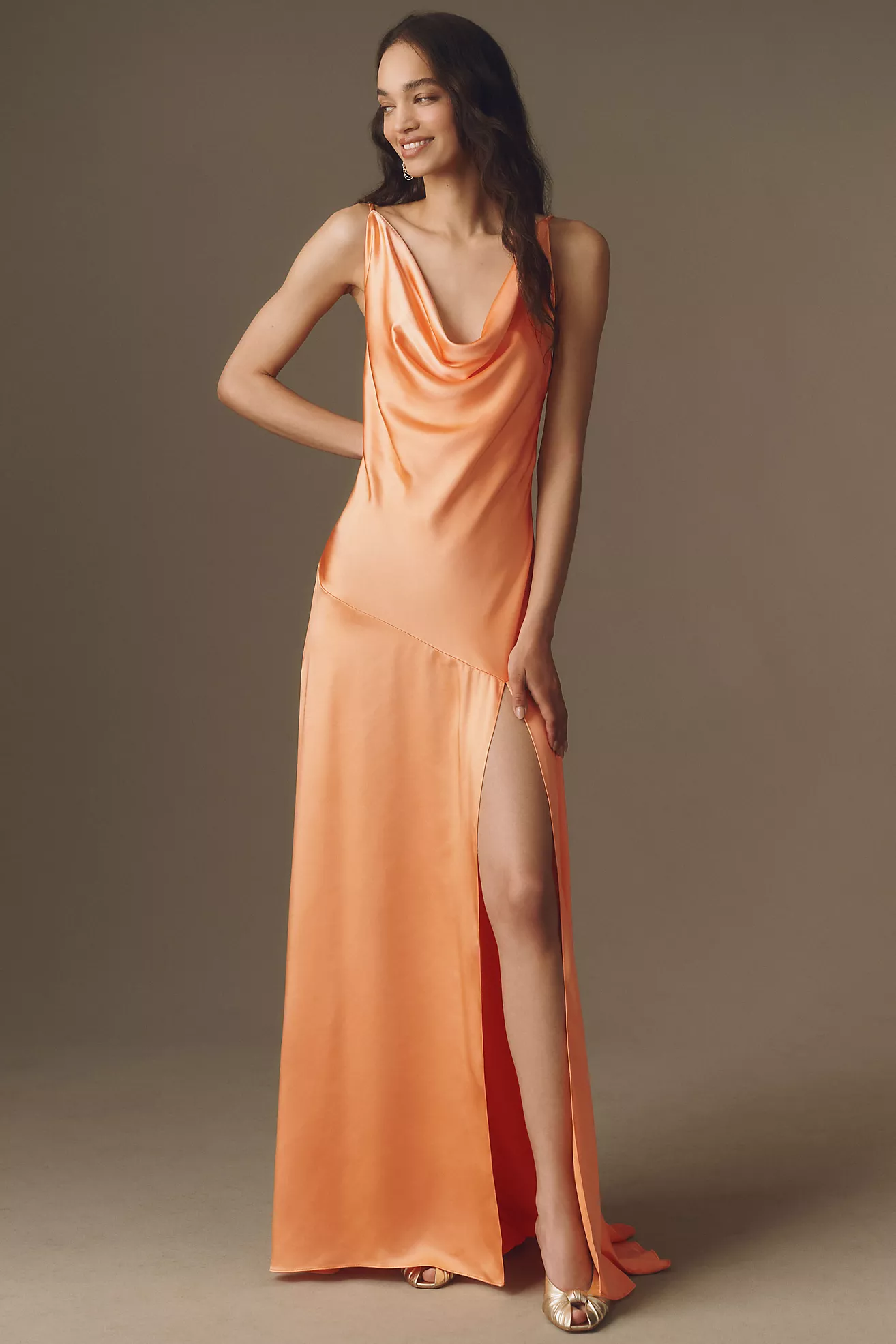 Elliatt Nessa Draped Satin Cowl Gown