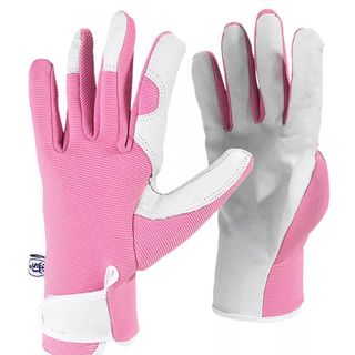 pink gardening gloves