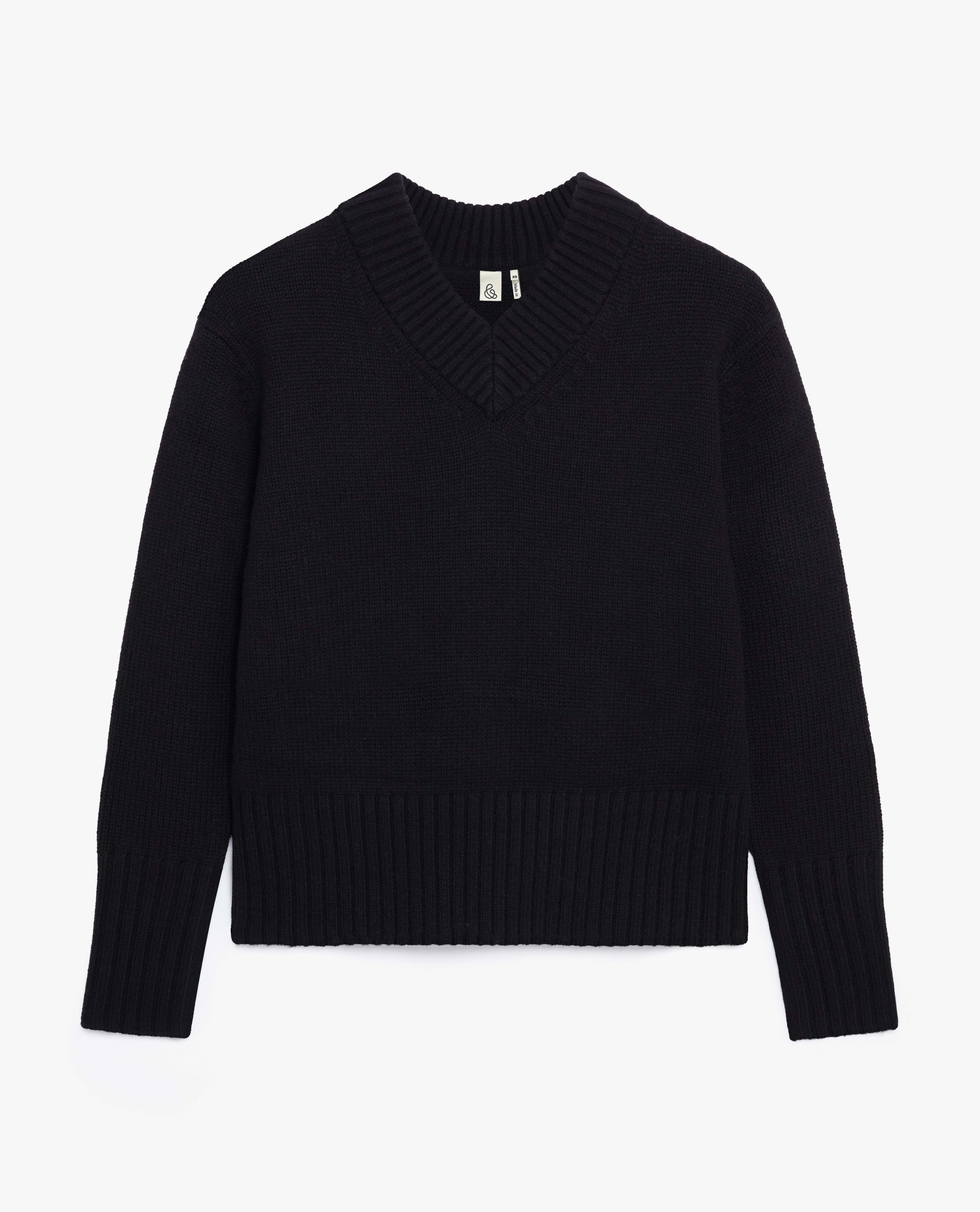 Women's Cashmere Merino V Neck Jumper - Black - Xs / Black