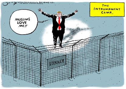 Political cartoon U.S. Donald Trump Muslim Internment