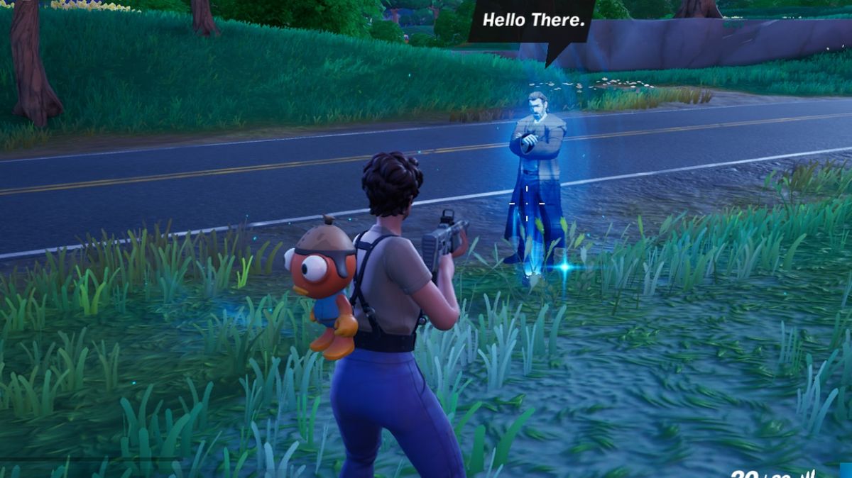 Fortnite - a player looks at Obi-Wan saying &quot;Hello there&quot;