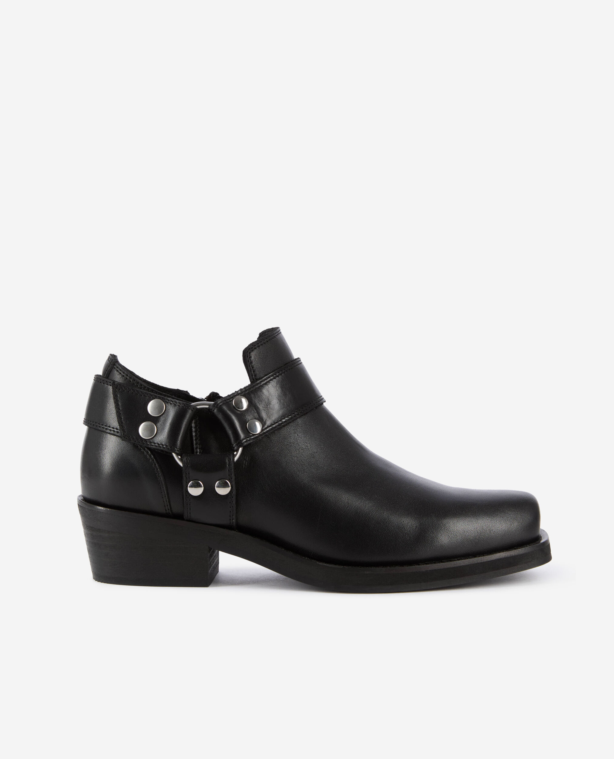Low Ankle Boots With Black Leather Straps