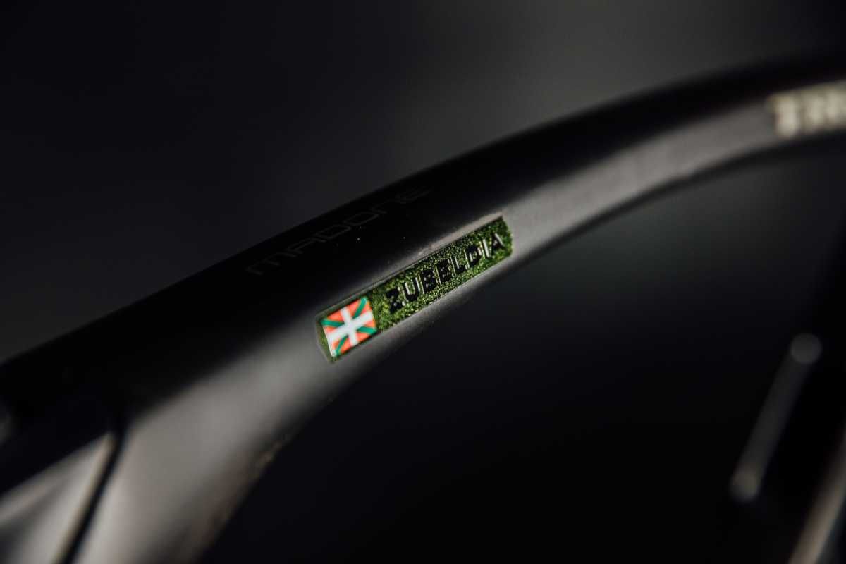 A metallic name decal and Basque flag adorns the top tube