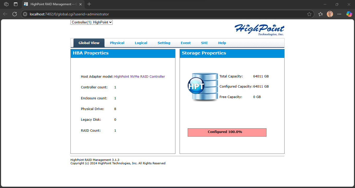 HighPoint RocketAIC 7608AW