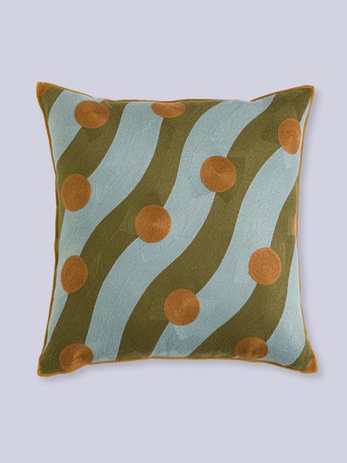 Touma Embroidered Linen/Cotton Square Cushion Cover