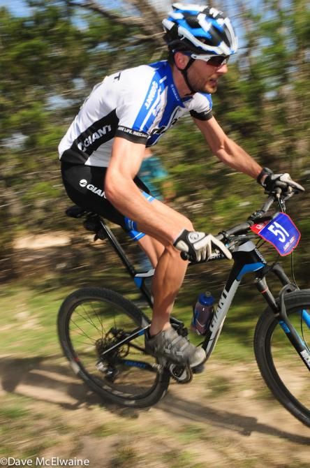 A Giant rider at the end of the start loop