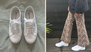 Header image two photos side by side of superga trainers