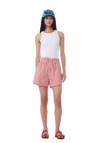 Red Stripe Cotton Shorts