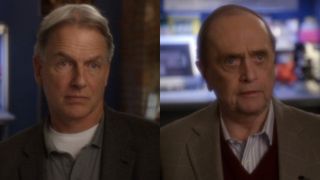 From L to R: Mark Harmon as Leroy Jethro Gibbs and Bob Newhart as Dr. Walter Magnus on NCIS.