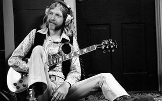 Duane Allman sits with his Gibson Les Paul at Muscle Shoals Studio in Sheffield, Alabama on September 23, 1969