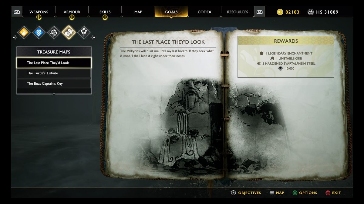 God of War treasure map locations