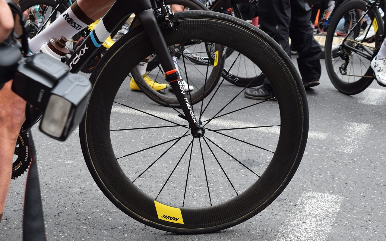 Photographed here at the Criterium du Dauphine, Bardet is riding the same wheels at the Tour de France but in a special edition finish