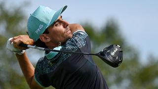 Joaquin Niemann takes a shot during LIV Golf Chicago