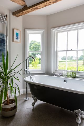 bathroom in an 18th century renovated farmhouse