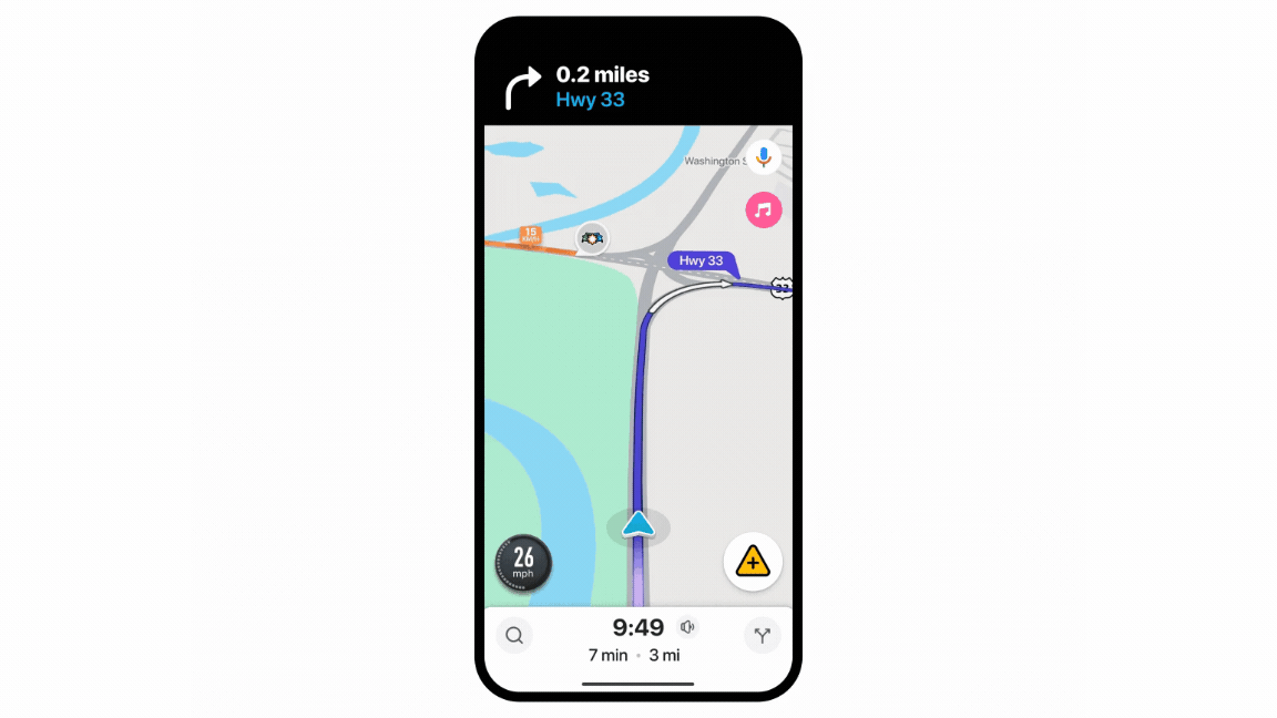 Google's Waze app showing its new lock screen fetaures