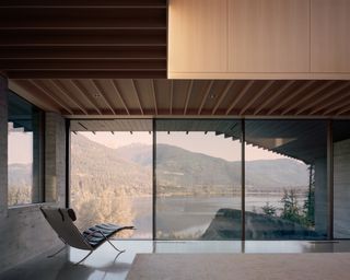 striking seating spot with long view at The Rock house by Gort Scott