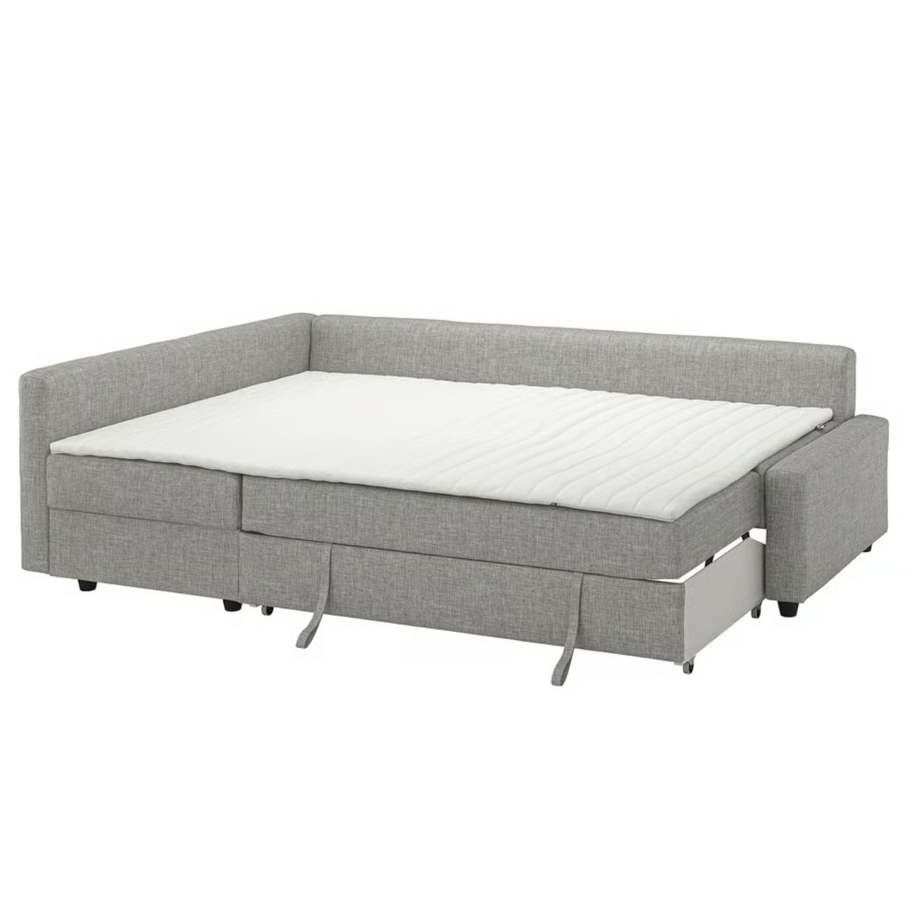 ikea sofa bed with a cushioned back in living room