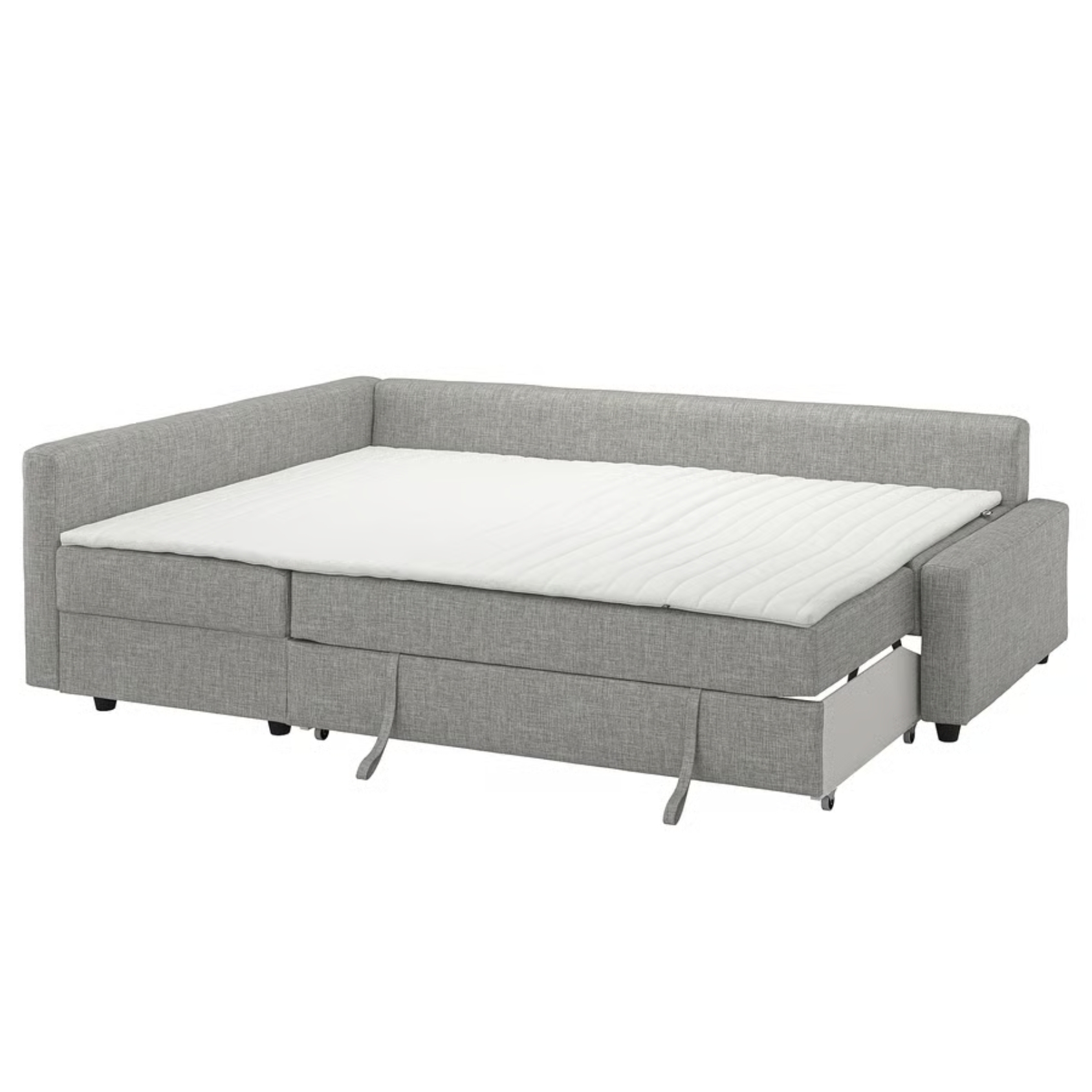 ikea sofa bed with a cushioned back in living room