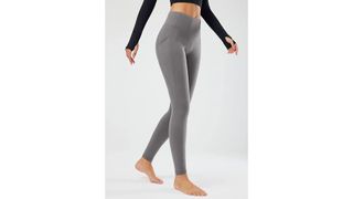 Gray fleece-lined leggings for the best leggings on Amazon.