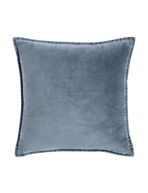 Relaxed Washed Velvet Deep Sea Blue Throw Pillow