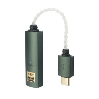 Green iFi Go Link Max DAC on a white background