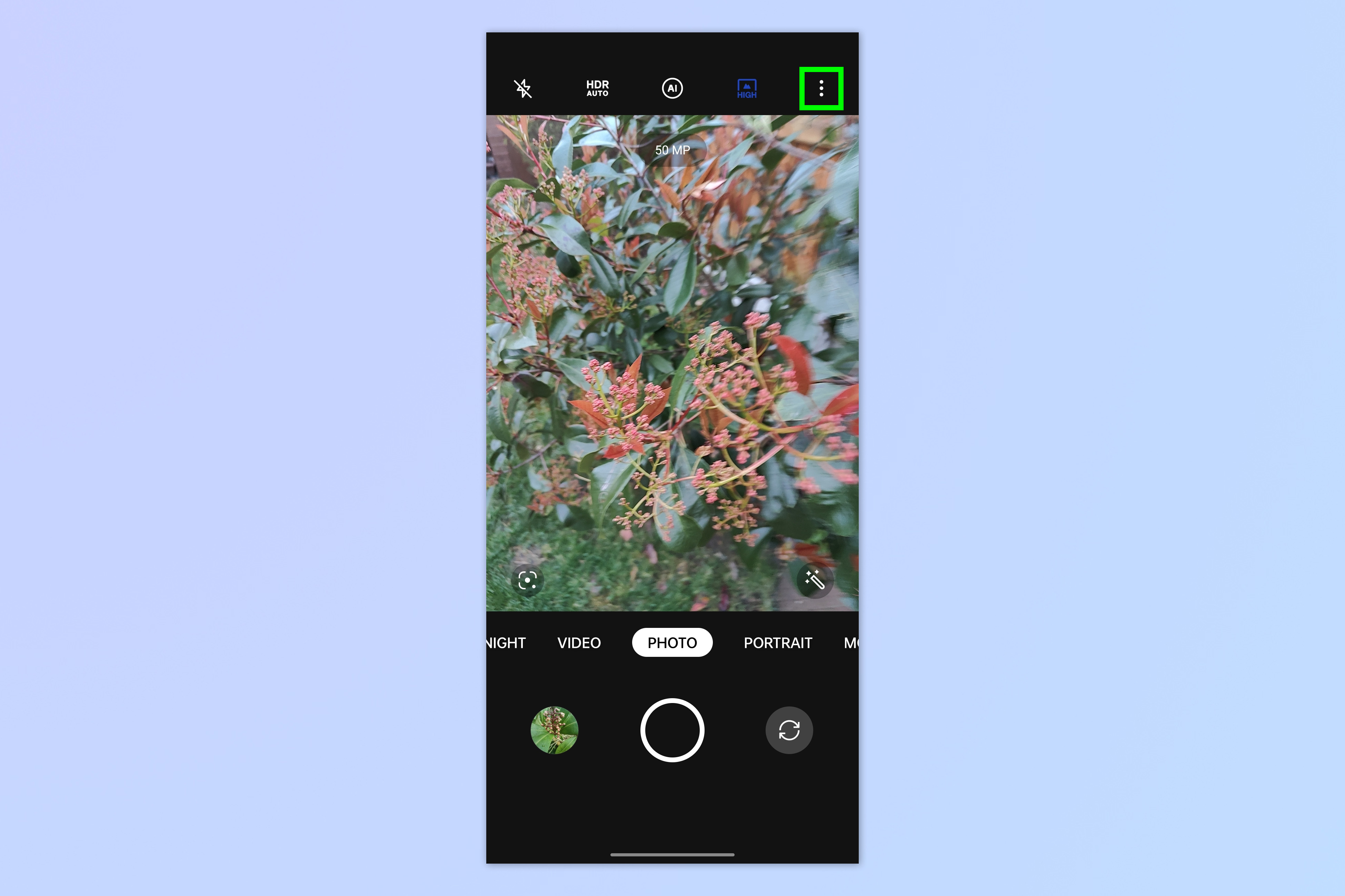Скриншот, показывающий, как включить 10-битные цветные фотографии на Android