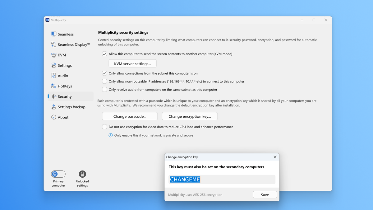 Multiplicity Security Options