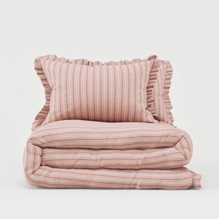 pink frill bedding set