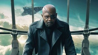 Samuel L. Jackson as Nick Fury aboard the Helicarrier.