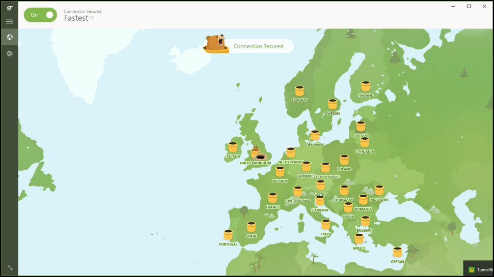 TunnelBear Windows App Connected