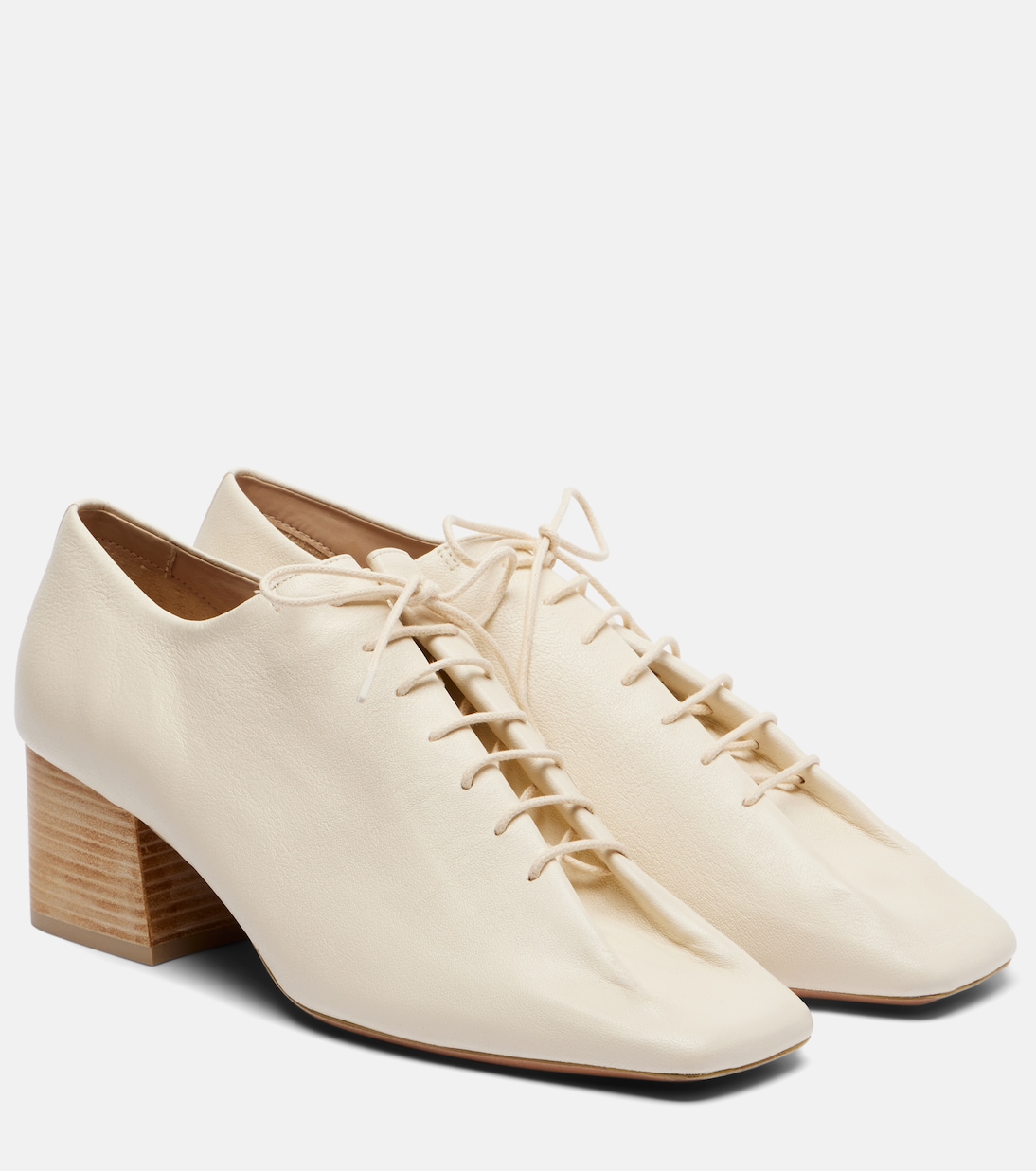 Souris 55 Leather Derby Pumps in White - Lemaire