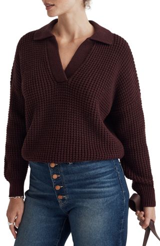 Waffle Knit Henley Sweater
