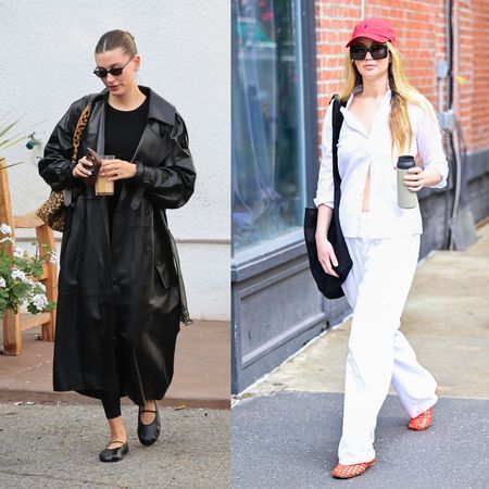 Hailey Bieber and Jennifer Lawrence wearing shoes from The Row