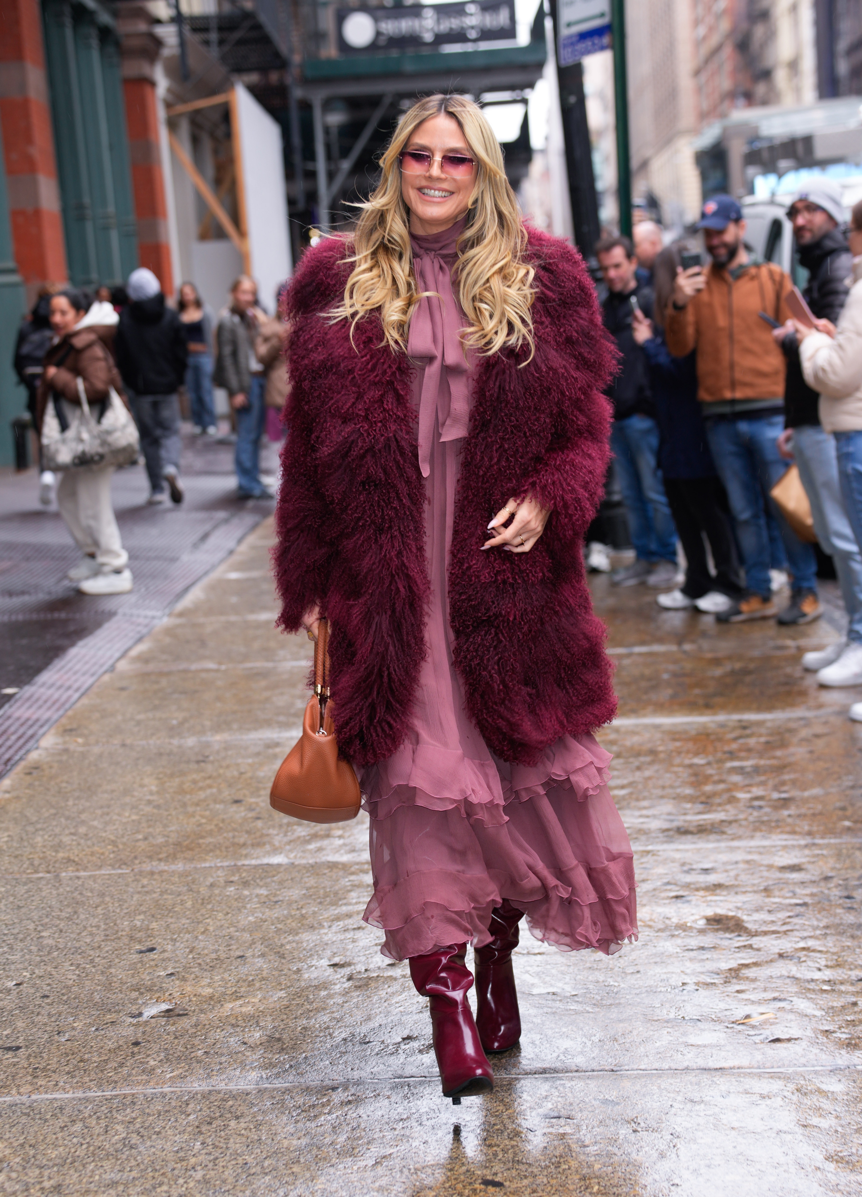 Heidi Klum wearing red