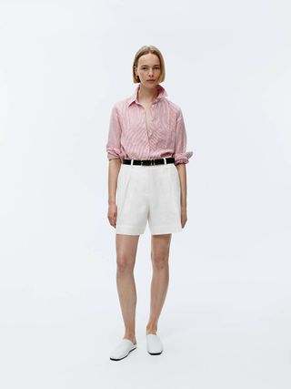 High Waist Linen Shorts - White - Arket Gb