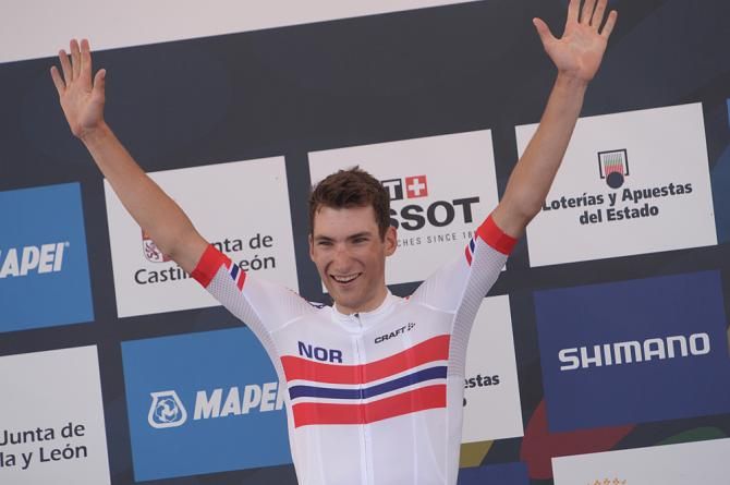 Norway's Sven Erik Bystrom wins the gold medal in the under-23 road race at Worlds