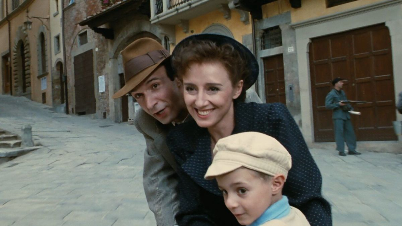 Roberto Benigni, Nicoletta Braschi, and Giorgio Cantarini in Life is Beautiful