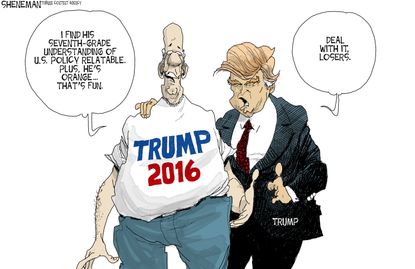 Political cartoon U.S. Donald Trump 2016