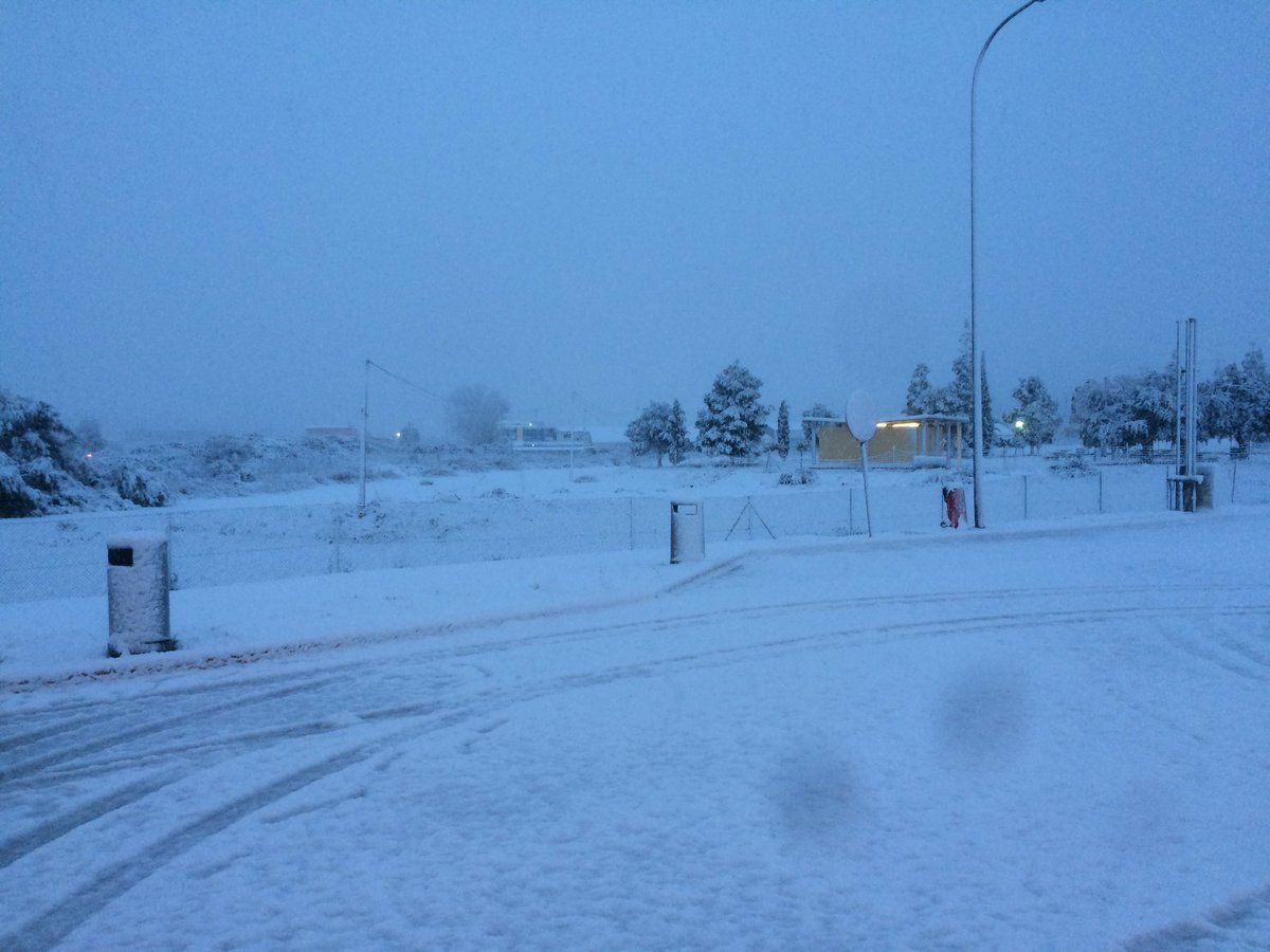 The teams awoke to a covering of snow in Calpe
