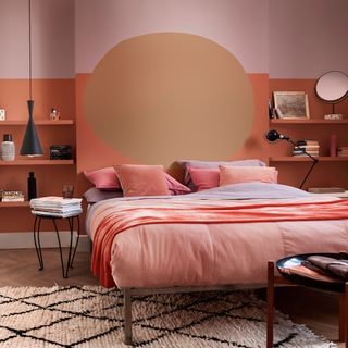 Pink, red and brown Dulux bedroom