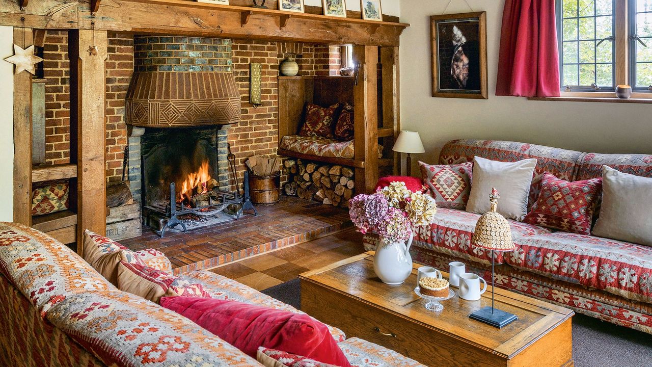 living room with vintage wooden touch