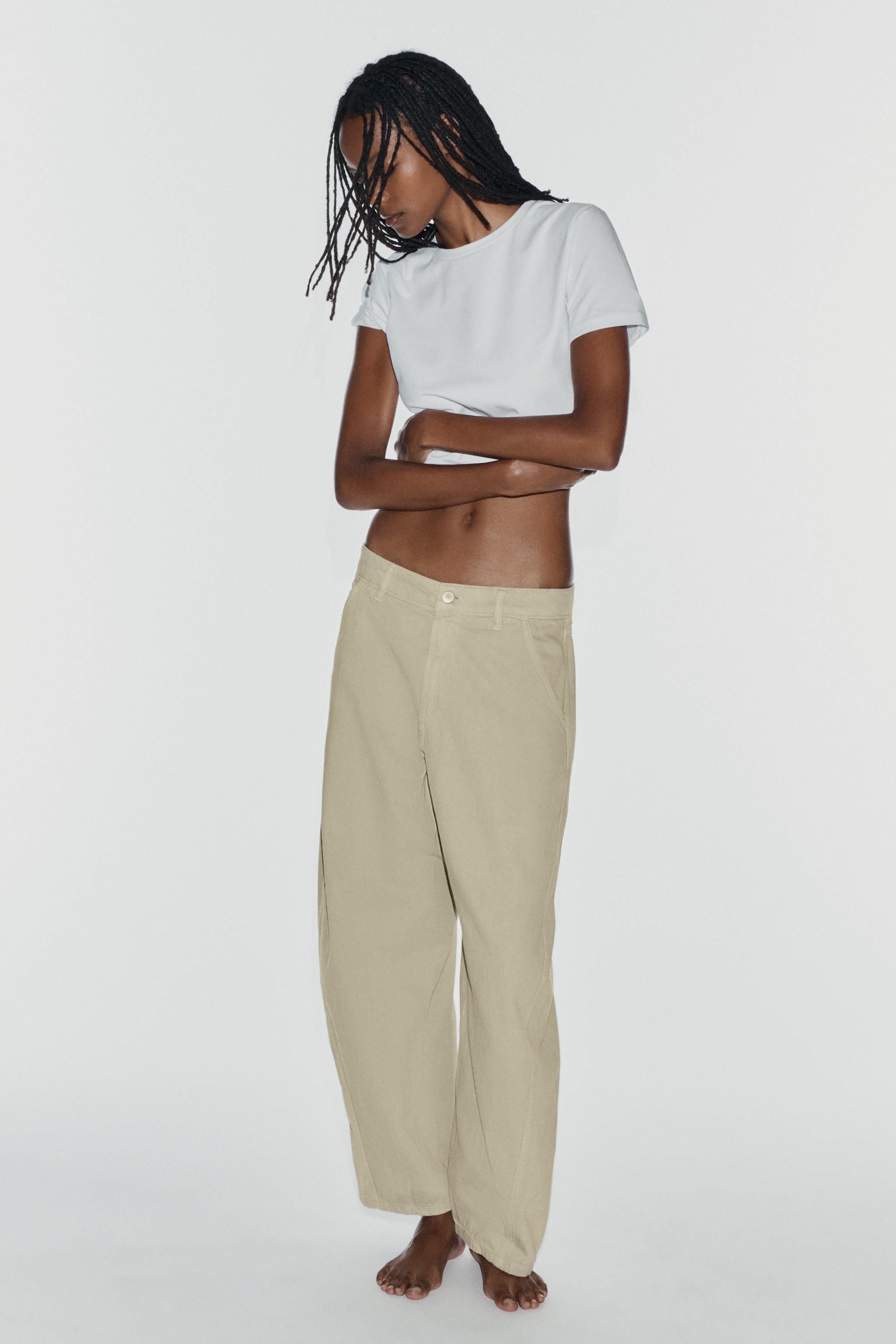 Trf Mid-Waist Barrel Chino Jeans - Mid-Green - 4