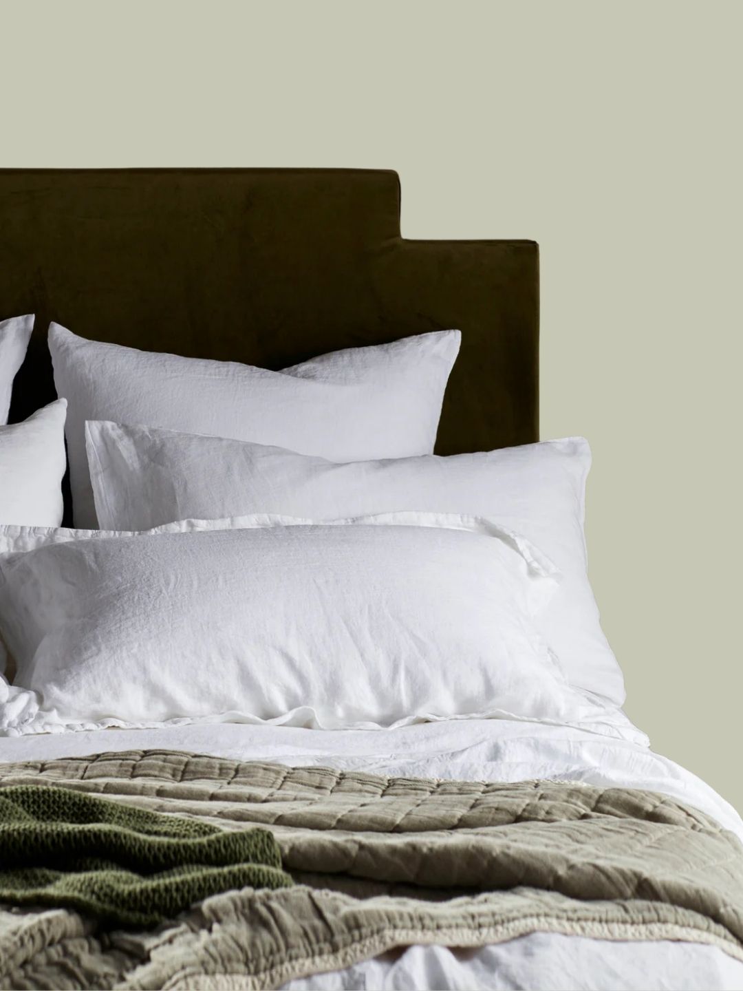 Secret Linen Store, White 100% Linen Standard Pillow