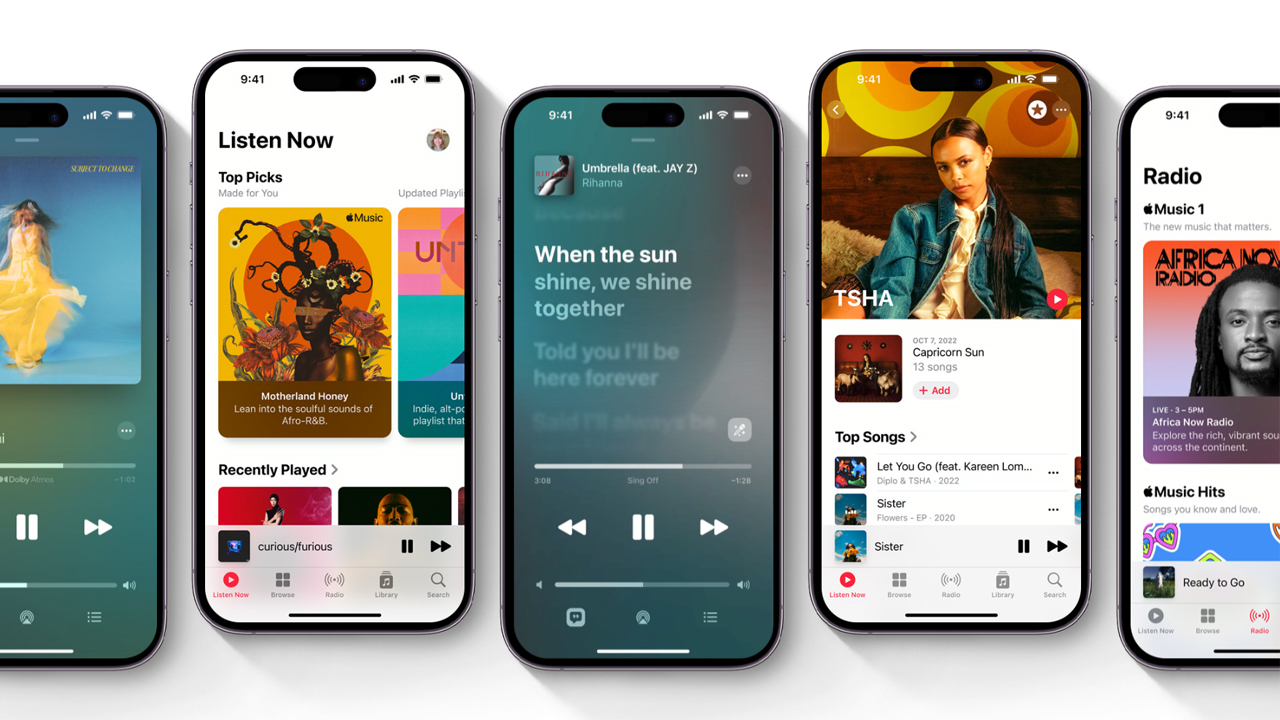 Apple Music app on iPhone, across multiple devices