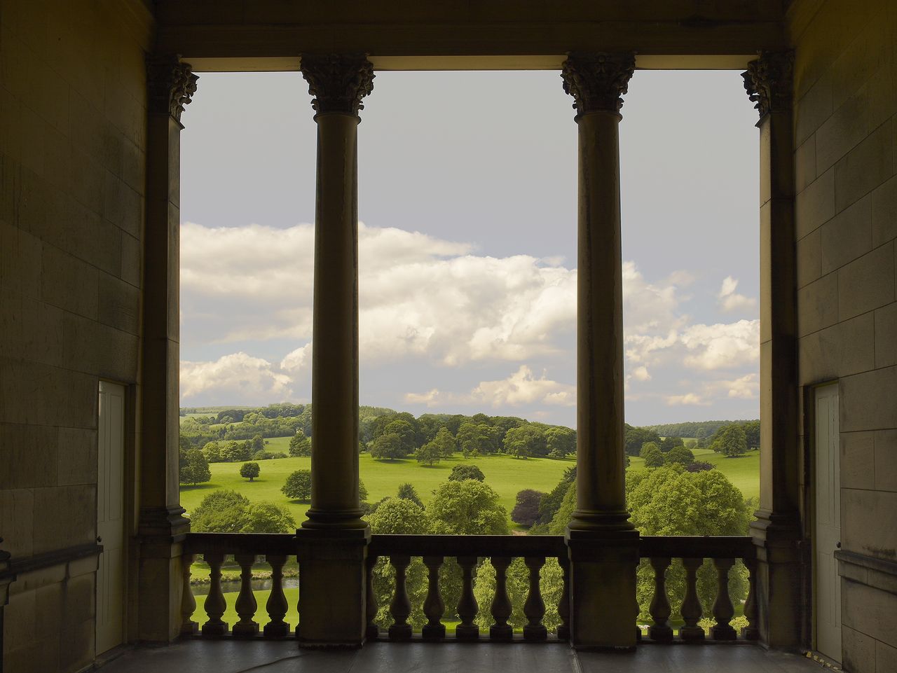 2011 — The view from the theatre tower (belvedere) at Chatsworth House. The surroundng park was landscaped for the 4th Duke of Devonshire by Capability Brown. ©Paul Barker/Country Life