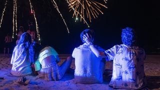 Chelsea, Chloe, Saxon and Lachlan drunk on the beach was they watch fireworks