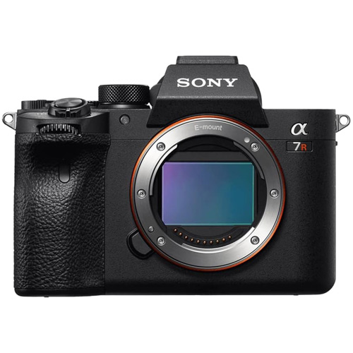Sony a7r iv camera body on a white background