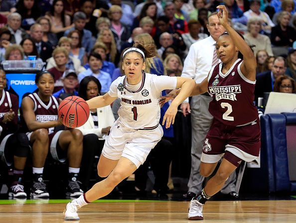 A scene from the NCAA women&amp;#039;s basketball tournament final.