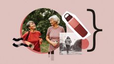 Photo collage of people using water bottles on holiday and working out, and a product shot of a water bottle.